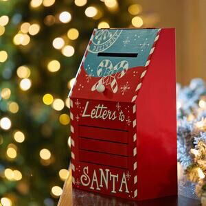 New Allen & Roth Christmas Letters to Santa 12" Tin Mailbox Tabletop Decoration